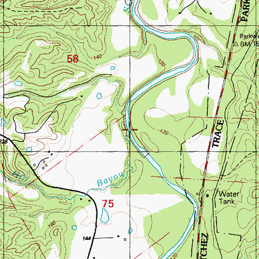 Topographic Map of Moss Hill Bayou, MS