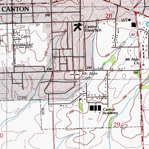 Topographic Map of Mount Able Cemetery, MS