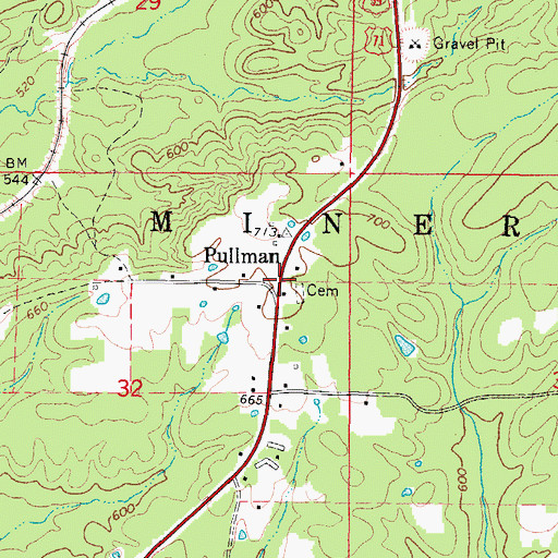 Topographic Map of Pullman School (historical), AR