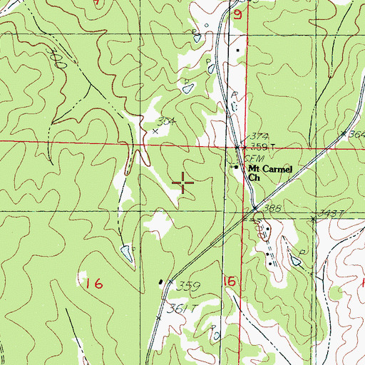 Topographic Map of Mount Carmel School, MS