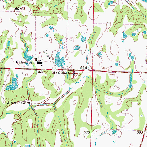 Topographic Map of Mount Gillie Church, MS