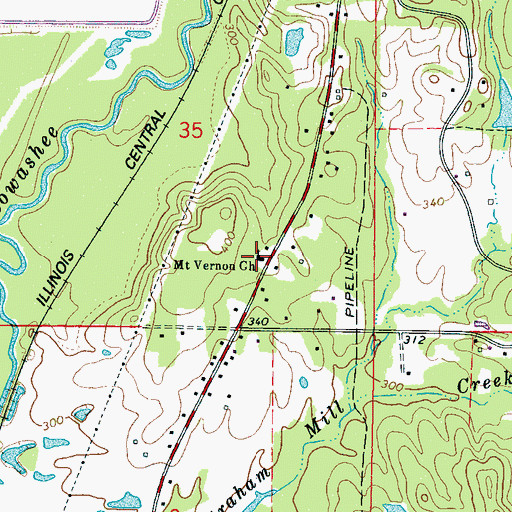 Topographic Map of Mount Vernon Baptist Church, MS