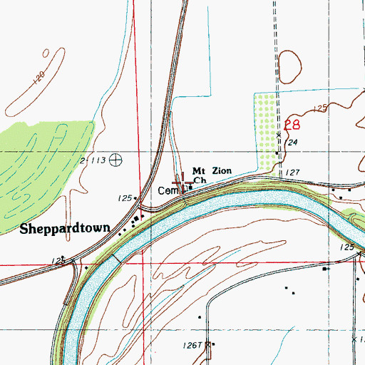Topographic Map of Mount Zion Church, MS