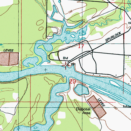 Topographic Map of Nashville Ferry, MS