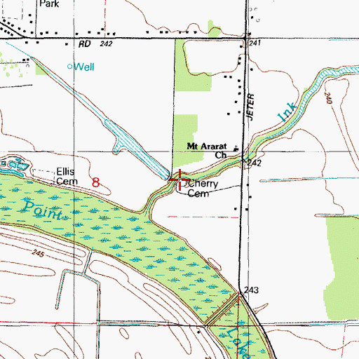 Topographic Map of Cherry Cemetery, AR