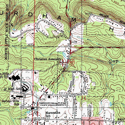 Topographic Map of Christian Assembly Church, AR