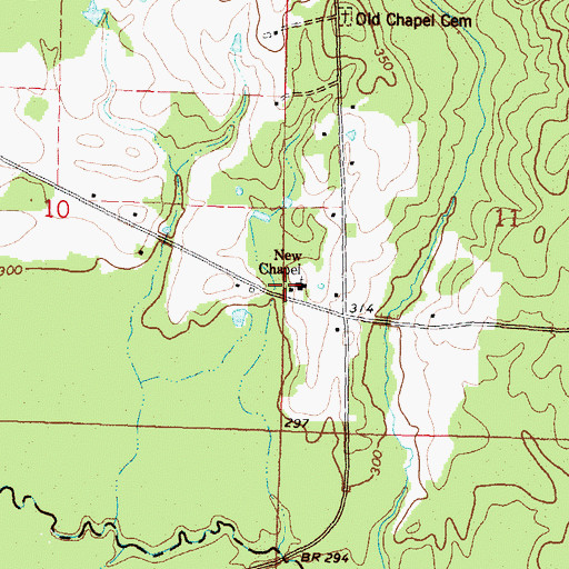 Topographic Map of New Chapel United Pentecostal Church, MS