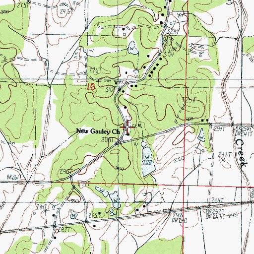 Topographic Map of New Gauley Church, MS