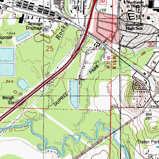 Topographic Map of Dupree Park, AR