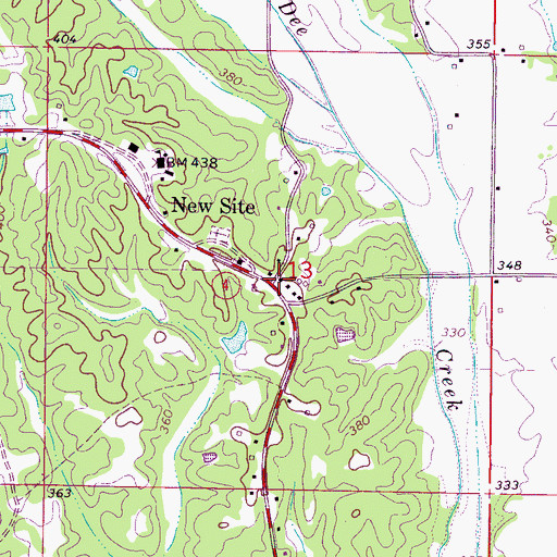 Topographic Map of New Site, MS