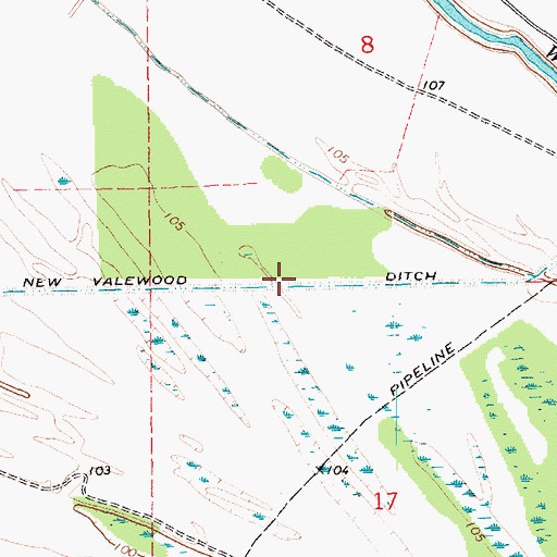 Topographic Map of New Valewood Ditch, MS