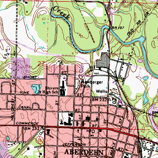 Topographic Map of Newberger Park, MS