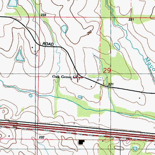 Topographic Map of Oak Grove Church, MS