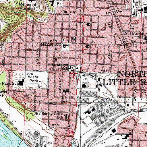 Topographic Map of Foursquare Church of North Little Rock, AR