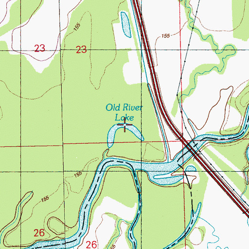 Topographic Map of Old River Lake, MS