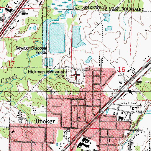 Topographic Map of Hickman Memorial Cemetery, AR