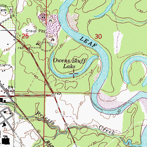 Topographic Map of Owens Bluff Lake, MS