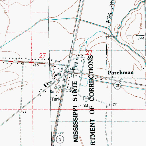 Topographic Map of Parchman, MS