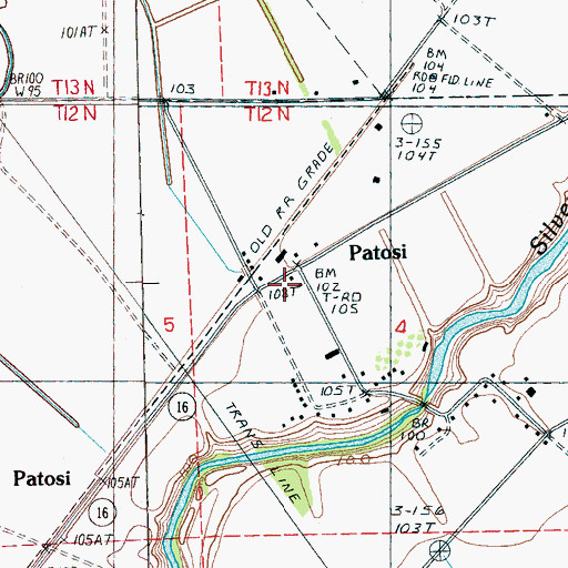 Topographic Map of Patosi, MS