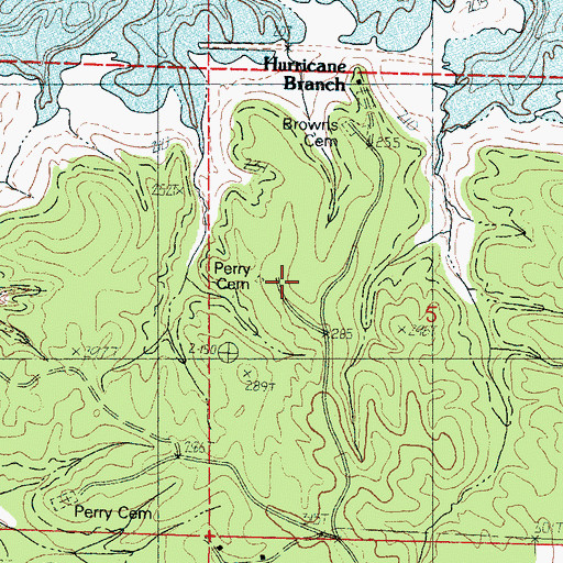 Topographic Map of Perry Cemetery, MS