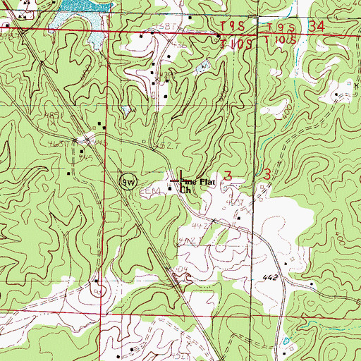 Topographic Map of Pine Flat Church, MS
