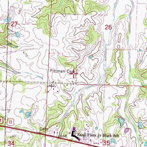 Topographic Map of Pittman Cemetery, MS