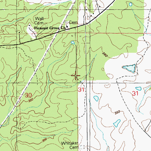 Topographic Map of Pleasant Grove Church, MS