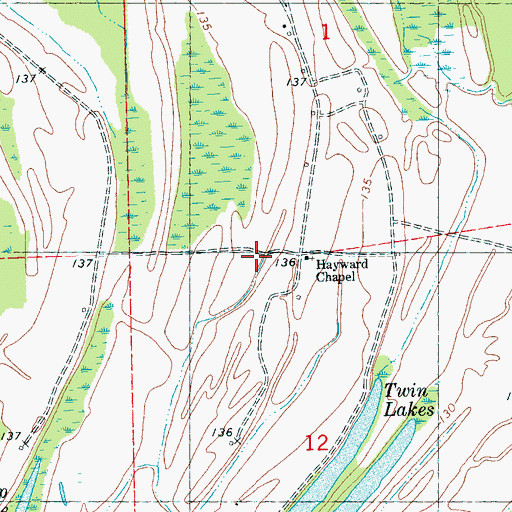 Topographic Map of Hayward Chapel, MS