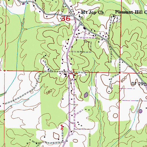 Topographic Map of Pleasant Hill School, MS