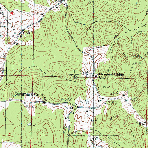 Topographic Map of Pleasant Ridge Church, MS