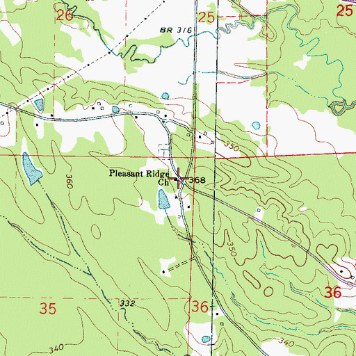 Topographic Map of Pleasant Ridge Baptist Church, MS