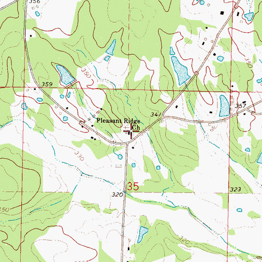 Topographic Map of Pleasant Ridge Baptist Church, MS