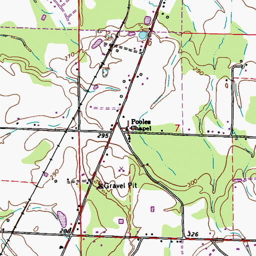 Topographic Map of Pooles Chapel Christian Methodist Church, MS