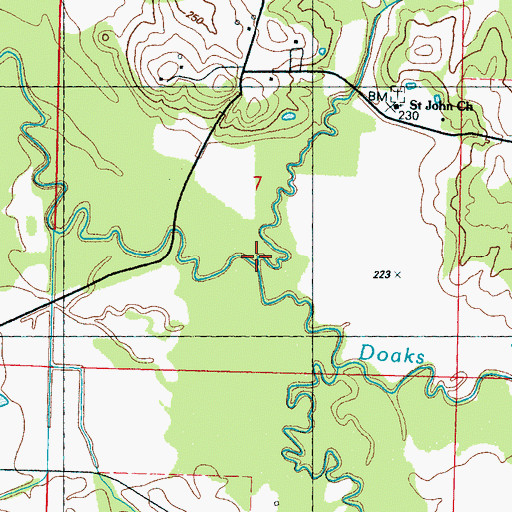 Topographic Map of Poplar Creek, MS