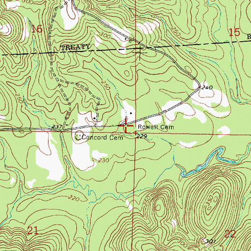 Topographic Map of Powell Cemetery, MS