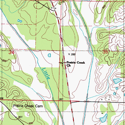 Topographic Map of Upper Prairie Creek Missionary Baptist Church, MS