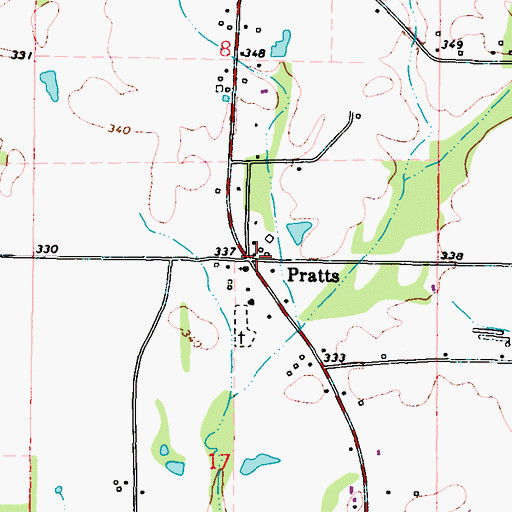 Topographic Map of Pratts, MS