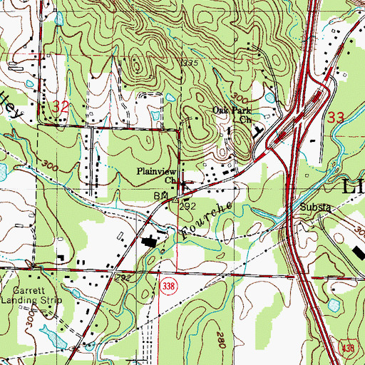 Topographic Map of Plainview Church, AR