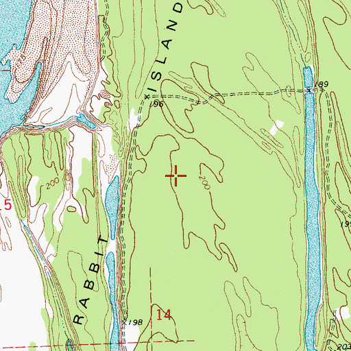 Topographic Map of Rabbit Island, MS