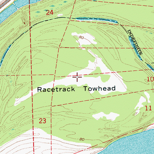 Topographic Map of Racetrack Towhead, MS