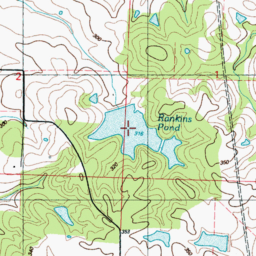 Topographic Map of Rankins Pond, MS