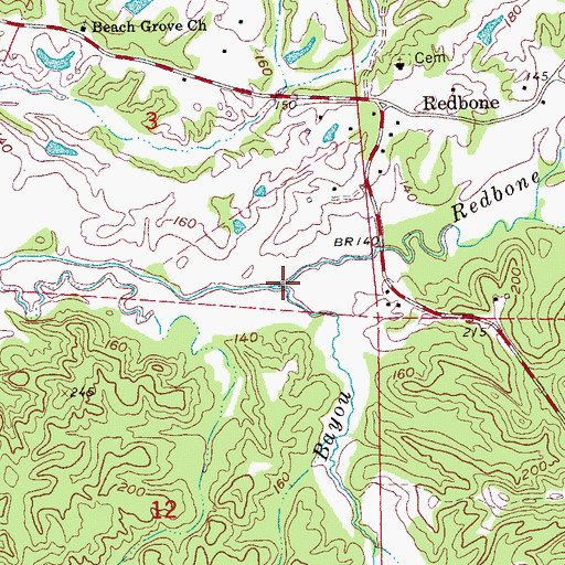 Topographic Map of Redbone Creek, MS