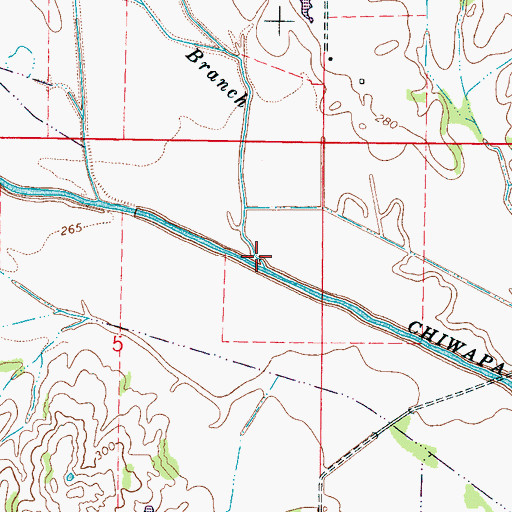 Topographic Map of Reeds Branch, MS