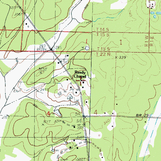 Topographic Map of Reedy Chapel, MS
