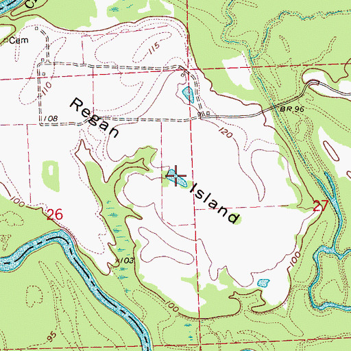 Topographic Map of Regan Island, MS