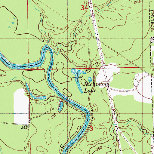 Topographic Map of Richmond Lake, MS