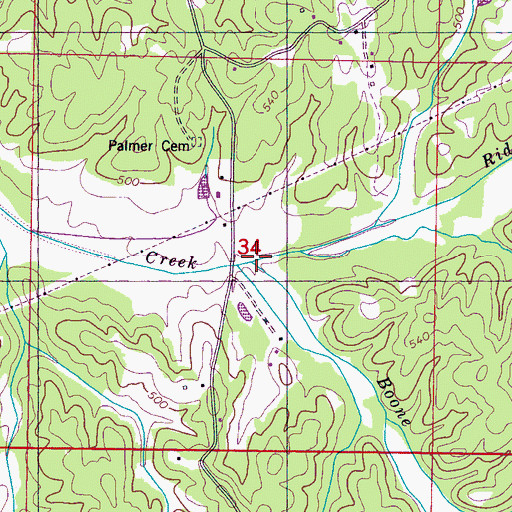 Topographic Map of Rider Creek, MS