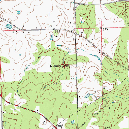 Topographic Map of Rimes Cemetery, MS