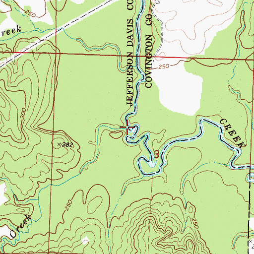 Topographic Map of Roach Creek, MS