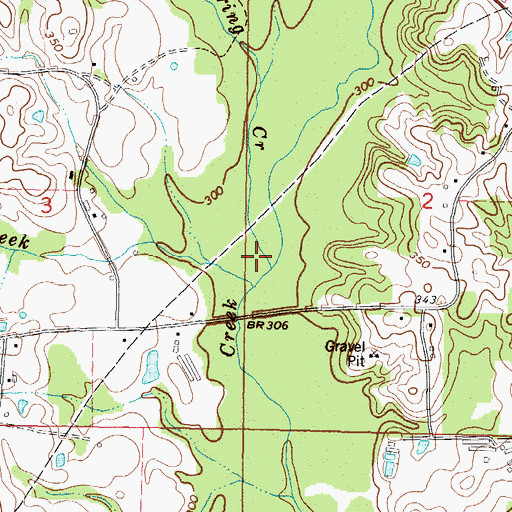 Topographic Map of Roaring Creek, MS
